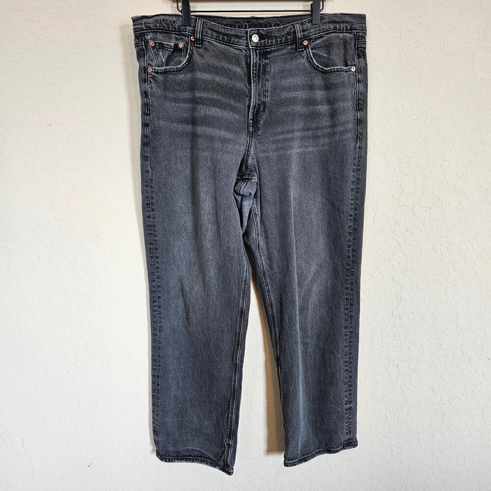 American Eagle High Rise‎ Relaxed Straight Jeans Plus Size 18 Casual Neutral